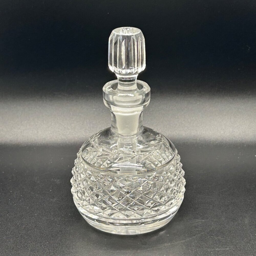 Vintage Cut glass Perfume Bottle Glass Stopper Dauber Diamond Cut Vanity Decor
